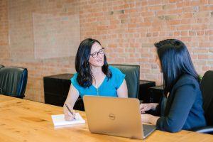 Parent and teacher communicating