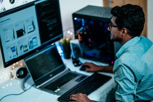 Man at computer working